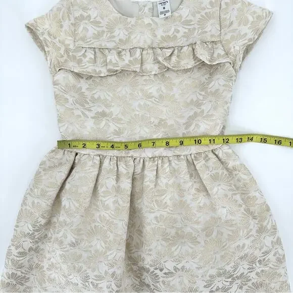 Carter’s girl jacquard woven dress cream metallic gold floral Size 8 - Picture 10 of 11
